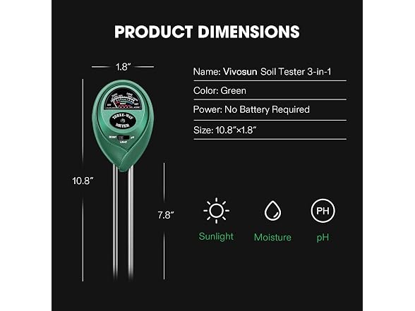 VIVOSUN GAR-77 (2 Pack) VIVOSUN 3-in-1 Soil Meter