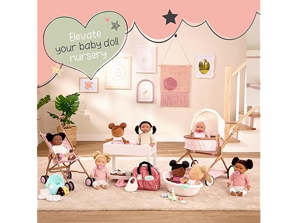 LullaBaby – 14-Inch Accessories – Pink Toy Stroller