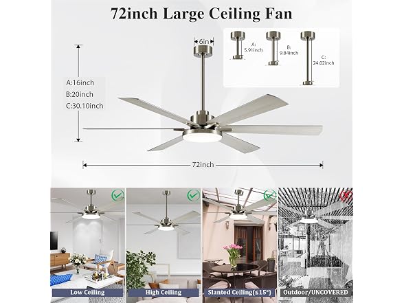 DIAMONDFORGE 72in Indoor/Outdoor Ceiling Fan - Gallery 6