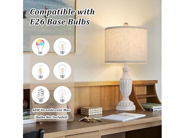 TOBUSA Table Farmhouse Lamps Set of 2