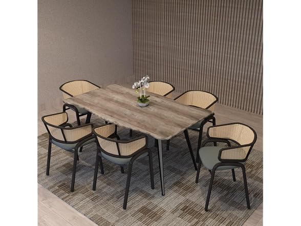Leisuremod EC20GR-L Ervilla Leather Dining Chairs