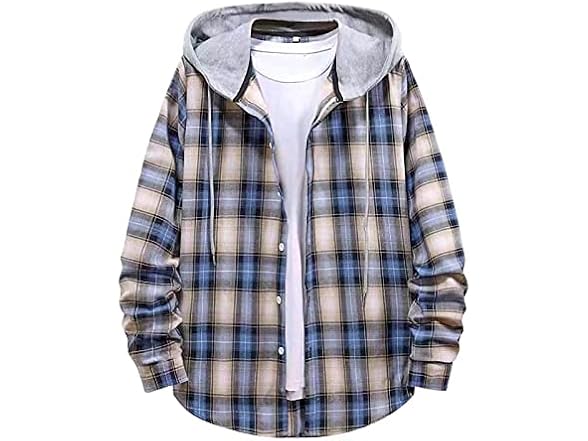 Apcki Men Hoodie Shirt Long Sleeve Flannel Shirt