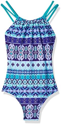Kanu Surf Girls' Jasmine Beach Sport Halter One Piece Swimsuit, Mahina Purple, 8