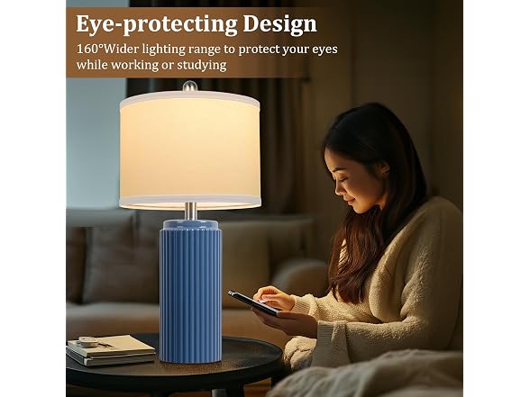 TOBUSA 23.5" Blue Ceramic Table Lamps Set of 2