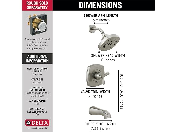 Delta Faucet Stryke 14 Series Single-Function Tub Shower Faucet