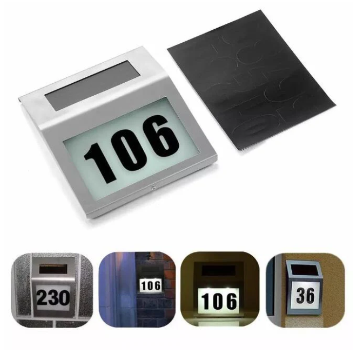 Solar LED Address Sign, Stainless Steel - Gallery 18