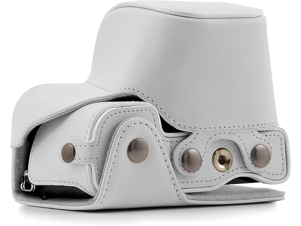 MegaGear Ever Ready Leather Camera Case and Strap (White)