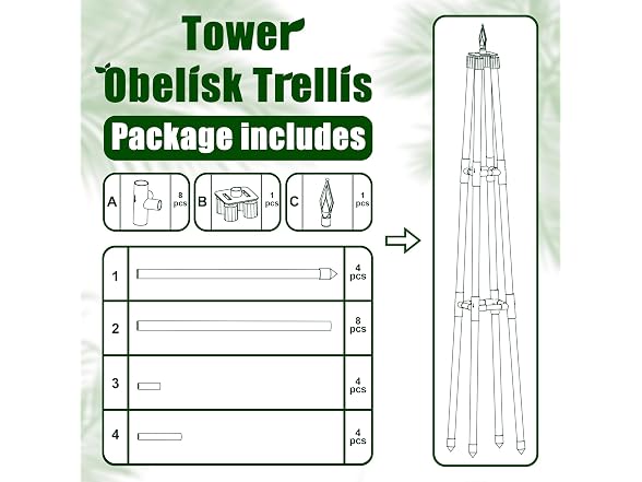 Hsundries 4FT Obelisk Climbing Trellis