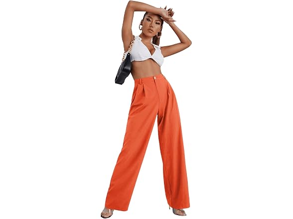 SweatyRocks Women (L) Casual Wide Leg High Pants