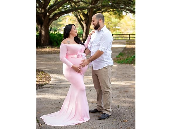 JustVH Women (M) Maternity Elegant Fitted V Dress