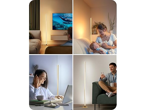 Gold LED Floor Lamp w/Remote