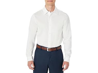 $6.99, Was $19.90, 64% Off! Amazon Essentials Men Slim Fit Long Sleeve Wrinkle Resistant Shirt dealfomo
