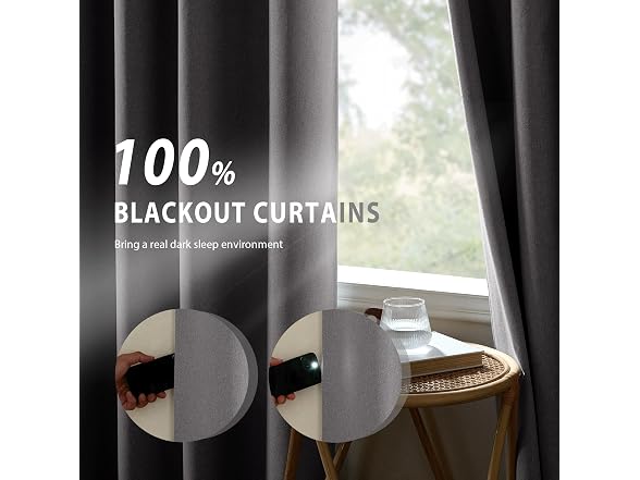 NICETOWN Grey 100% Blackout Curtain