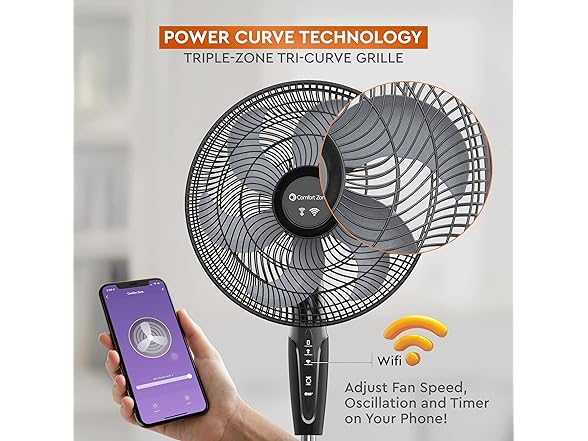 Comfort Zone Smart Oscillating Stand Fan
