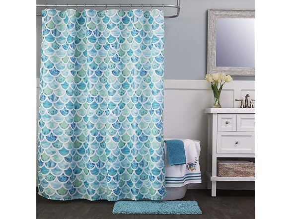 SKL Home Coastal Ocean Watercolor Scales Shower Curtain