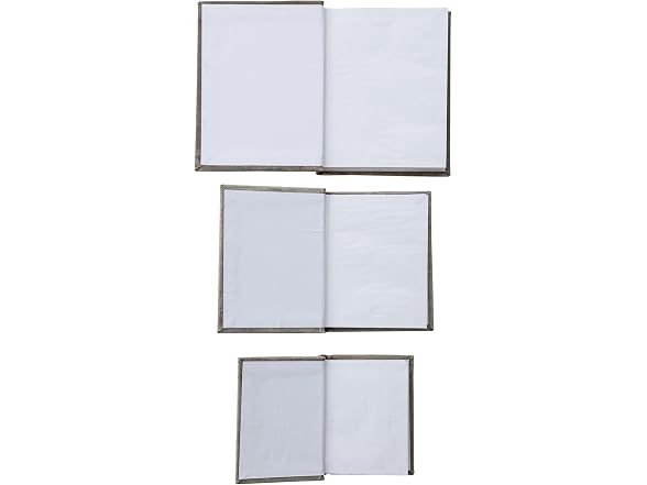 Creative Co-Op 3-Piece Stonewashed Canvas Bound Paper Notebooks, Antique Grey