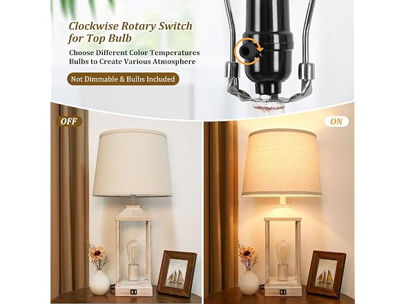 White Farmhouse Table Lamps, Set of 2