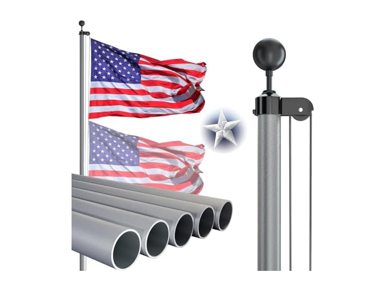 NELXINJO 25FT 25FT Grey flag pole(1.5mm) Grey
