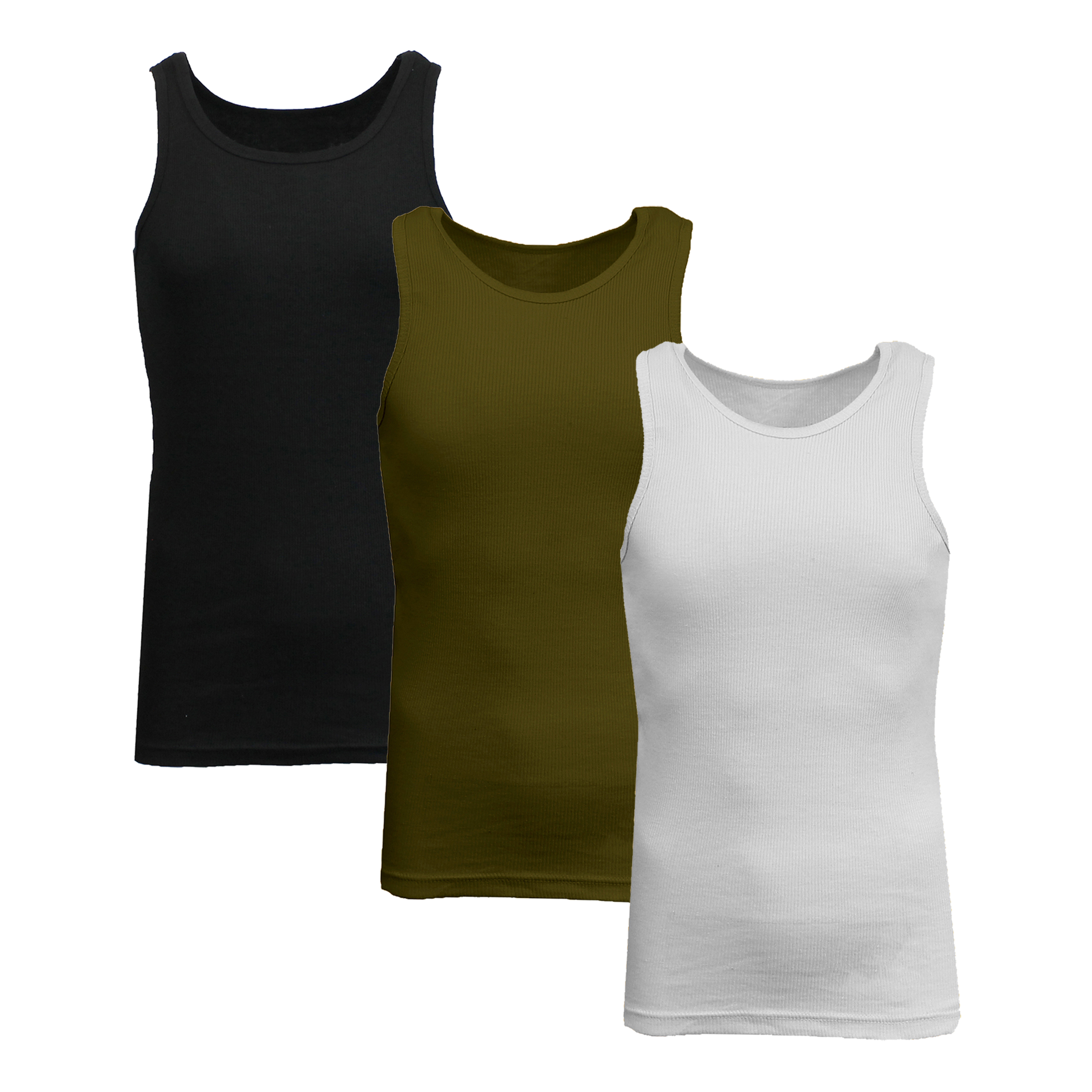 3 or 5PK Men's Heavyweight Ribbed Tank Top - Gallery 54