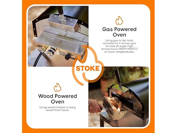 Stoke 13" Wood Pizza Oven W/ Gas Burner
