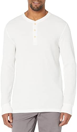 Amazon Essentials Henley Long Sleeve Shirts for Men, Regular-Fit Waffle, White, XX-Large