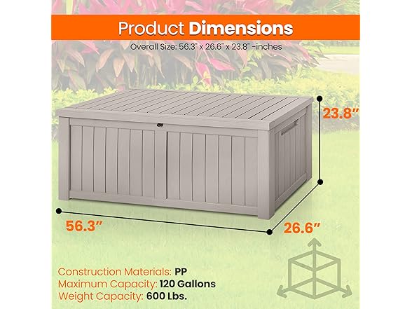 SereneLifeHome 120-Gallon Deck Storage Box 