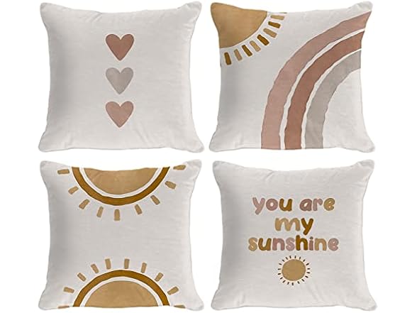 OGILRE Kids Sun Rainbow Throw Pillow Covers 18x18 Set of 4