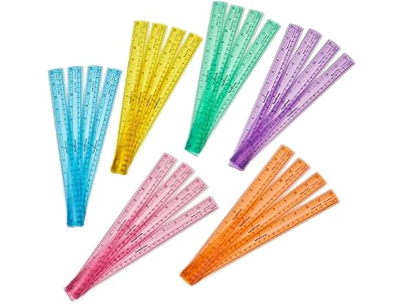 Semiflexible Safe-T Plastic Rulers, 24Pk