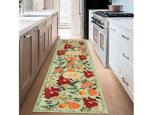 ROTTOGOON W0766 Floral Hallway Runner Rug 2'x6' Green