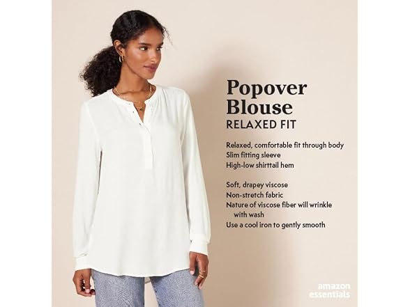 Amazon Essentials Women Long-Sleeve Relaxed Blouse