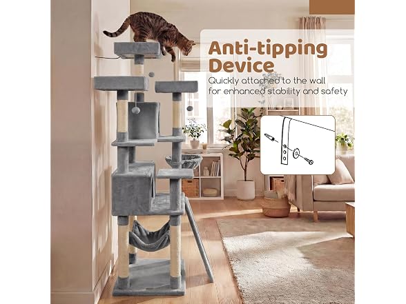 DORTALA Multi-Level Cat Tree, 65" Tall Cat Tower