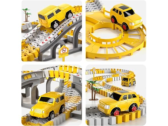 Kids Race Track Set 2 Cars & 4 Trucks