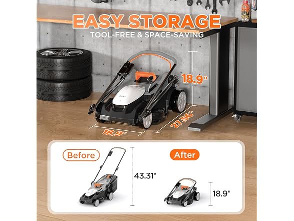 Litheli 16 Inch Cordless Lawn Mower