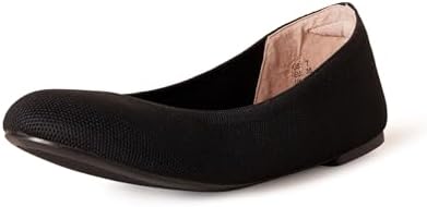 Amazon Essentials Women's Knit Ballet Flat, Black, 12