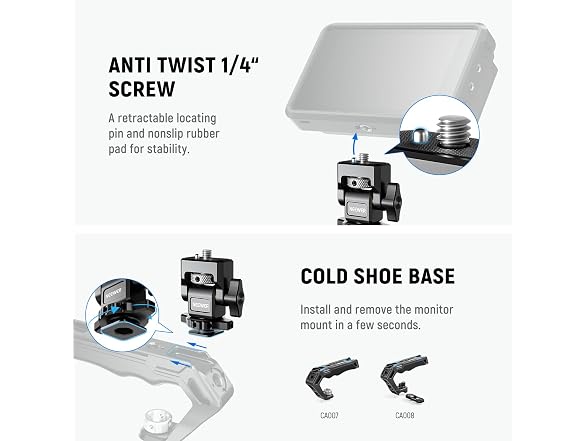 NEEWER Camera Monitor Mount w/ Cold Shoe
