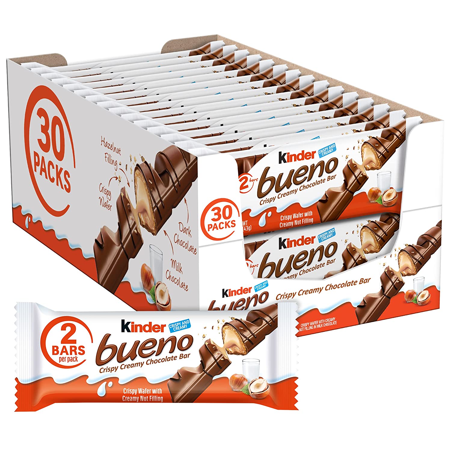 Kinder Bueno Milk Choc Hazelnut 30pk - Gallery 8