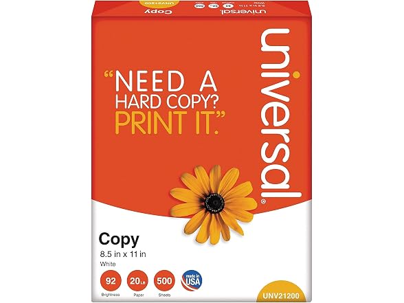 Universal UNV21200 8.5 in. x 11 in. 92 Bright Copy Paper