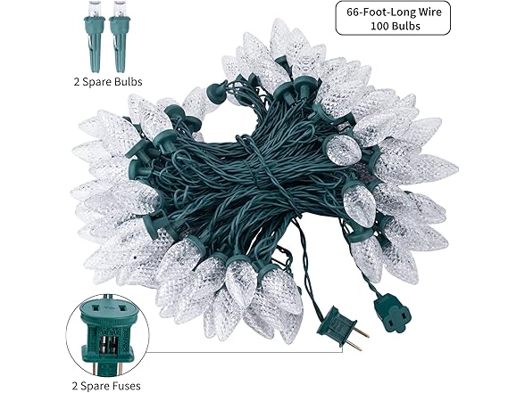 Brightown C9 LED Christmas String Lights, 66ft