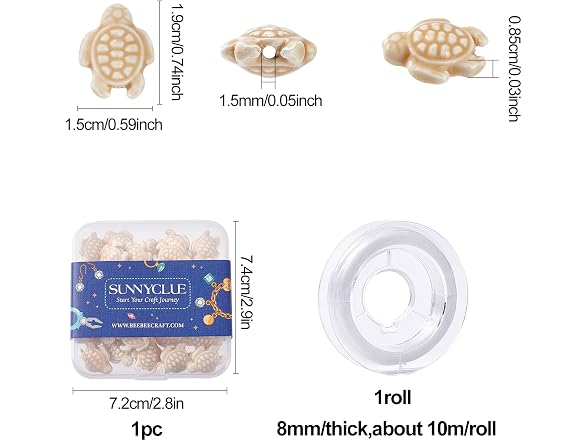 SUNNYCLUE 1 Box 40Pcs Turtle Beads Bulk Porcelain Bead