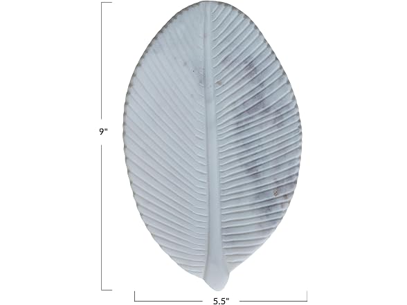 Creative Co-Op Marble Leaf-Shaped Decorative Dish