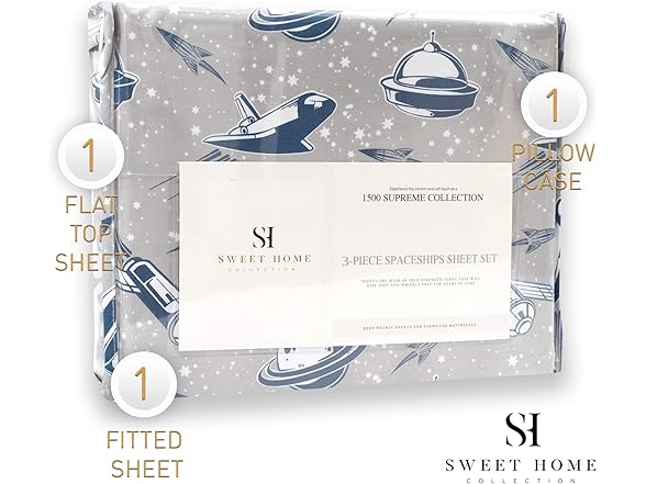 Kids Rocket Astronaut Printed Sheet Set