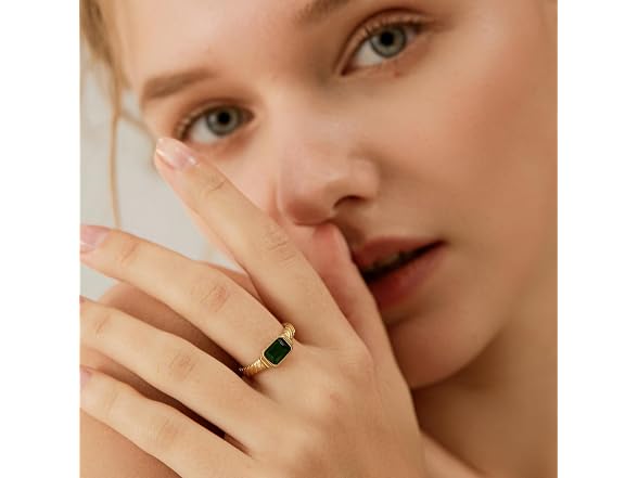 PALBOA Gold Emerald Ring - Size 9