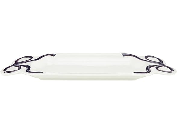 Ceramic Rectangular Serving Plate, 14", Lavender Bow