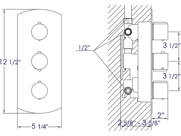 ALFI brand AB4001 Concealed 3-Way Thermostatic Val