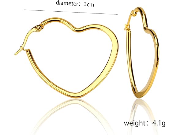 Ilovgem Heart Earrings 14K Gold Plated