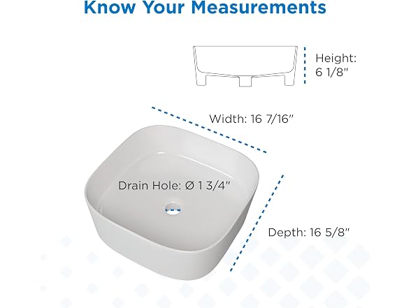 Gerber Cymira 16in Square Vessel Sink