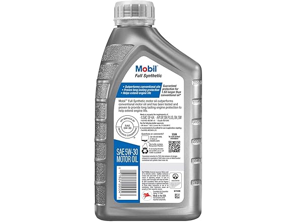 Mobil Full Synthetic Motor Oil 5W-30, 1 Quart 6pk