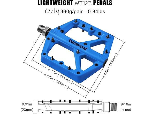 Light MTB Bike Pedals, 9/16" Spindle