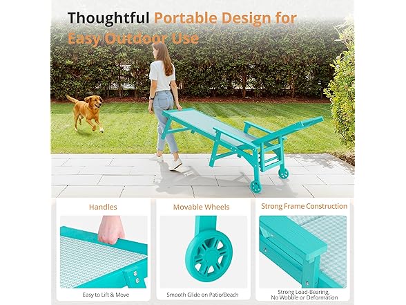 4 Set Aruba Blue Outdoor Lounge Chair
