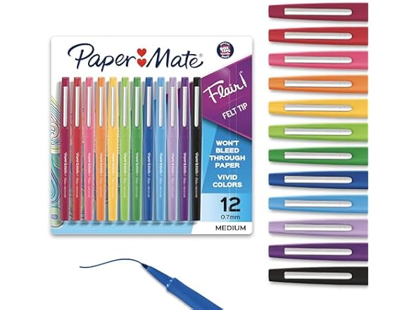 Paper Mate Flair Felt Tip Pens, 12 Count